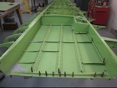 Inside a cessna wing being repaired and skinned by RJ Dauhn Aircraft